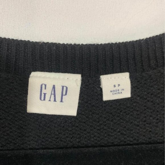 Gap merino wool, nylon, acrylic crew neck sweater. Black. Curved hemline. Size s - Picture 2 of 6